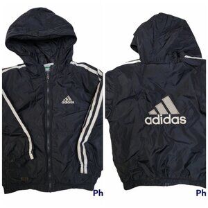 Adidas Black Hooded Quilted 3 Stripe Puffer Jacket Boys - Small (Size 4)